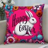 Ulloord Happy Easter Throw pillow Covers Lovely Rabbit Farmhouse pillow Cover Cuter Animal Decor Home pillow Case Easter Bunny Cushion Cover for Sofa Couch Pink