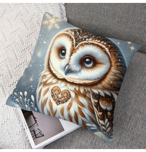 Ulloord  pillow Covers Super Soft Cute Animal Owl Throw pillow Covers Winter Snow Decor pillowcase Cushion Cover