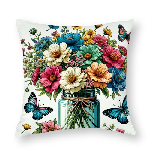 Ulloord Spring Rustic Farmhouse Throw pillow Covers Vintage Yellow Floral Flowers pillowcase Cushion Cover for Home Sofa