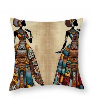 Ulloord  African pillow Covers Vintage Colorful African Women Art Painting Throw pillow Case Cushion Covers Home Decorative Throw pillowcases