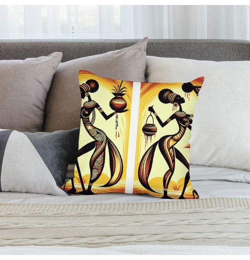 Ulloord Throw pillow Covers Ethnic Series Vintage Tribe Lady Art Painting Style Decorative Cushion Cases Outdoor pillowcases Home Decor