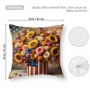 Ulloord Red Bird Home Farmhouse pillow Covers Vintage American Flag with Sunflower Flower Farm pillow Cases Wood&nbsp; Theme pillows Cushion Cover for Sofa(USA Flag)