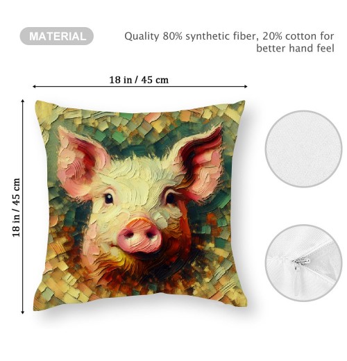 Ulloord pillow Covers Abstract Animal Pig Throw pillow Covers Square pillowcase Cushion Cover for Home Sofa Couch Car Decoration