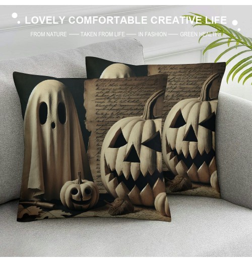 Ulloord Halloween Decor pillow Covers Halloween Decorations Pumpkin Witch Farmhouse Cat Ghost Outdoor Black Fall pillows Decorative Throw Cushion Case for Home Couch