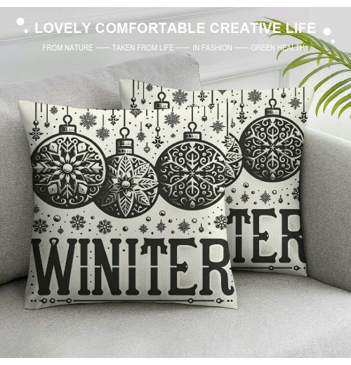 Ulloord Gray Christmas pillow Covers Farmhouse Christmas Decorations Tree Snow Hello Holiday Decor Throw Cushion Case for Home Couch