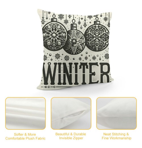 Ulloord Gray Christmas pillow Covers Farmhouse Christmas Decorations Tree Snow Hello Holiday Decor Throw Cushion Case for Home Couch