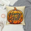 Ulloord  Pumpkin Halloween Throw pillow Cover Farmhouse Autumn Cushion Case for Sofa Couch Linen