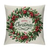 Ulloord  Merry Christmas Wreath Throw pillow Cover Home Decor Cushion Case for Sofa Couch Farmhouse Christmas Decorations