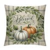 Ulloord  Fall pillow Covers Thanksgiving Gray Buffalo Check Farmhouse Decorations Blue Pumpkin Outdoor Autumn Farm pillows Decorative Throw Cushion Case for Home Decor