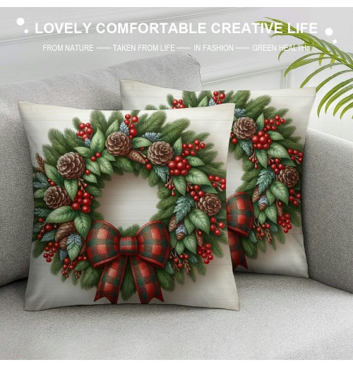 Ulloord Christmas pillow Covers Farmhouse Xmas Decorations Merry Truck Winter Holiday Decor Throw Cushion Case for Home Couch