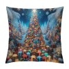 Ulloord Teal Christmas pillow Covers Farmhouse Christmas Decorations Snowman with Floral Wreath with Winter Holiday Decor for Home 