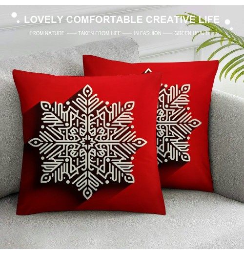 Ulloord Red White Soft Christmas pillow Covers Farmhouse Christmas Decorations Merry Christmas Winter Holiday Decor for Home Couch