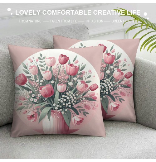 Ulloord  Spring pillow Covers Decorations Pink Throw pillowcase for Home Couch Decor