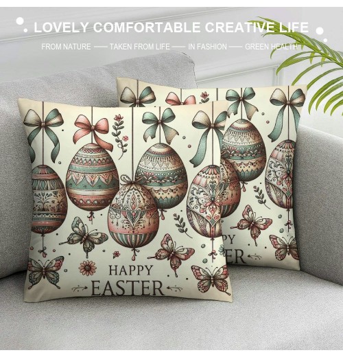 Ulloord Easter pillow Covers Eggs Throw pillows Decorative Spring Home Decor for Sofa