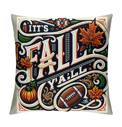 Ulloord  Fall Football Throw pillow Covers Farmhouse Autumn Home Cushion Case for Sofa Couch Polyester Linen