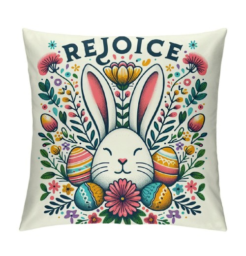 Ulloord Eggs Bunny Decorative Throw pillow Cover, Flower Outdoor pillowcase, Floral Cushion Case Home Decor