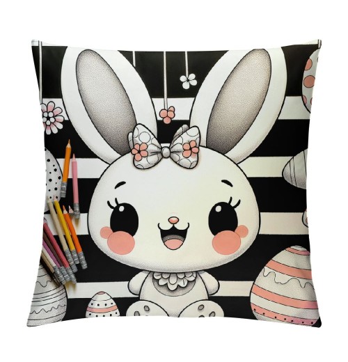 Ulloord Easter pillow Covers, Decorative Easter Bunny Eggs pillow Covers Spring Decorations for Living Room Sofa Couch Bed Patio Indoor Outdoor Home Decor