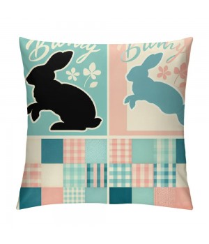 Ulloord pillow Covers, Rabbits Bunny Buffalo Plaid Striped Truck Egg Farmhouse Decorative Throw pillowcases for Home Sofa Couch Decoration (Blue)