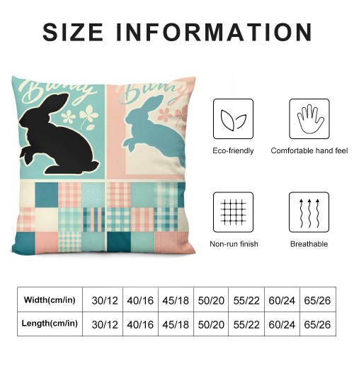 Ulloord pillow Covers, Rabbits Bunny Buffalo Plaid Striped Truck Egg Farmhouse Decorative Throw pillowcases for Home Sofa Couch Decoration (Blue)