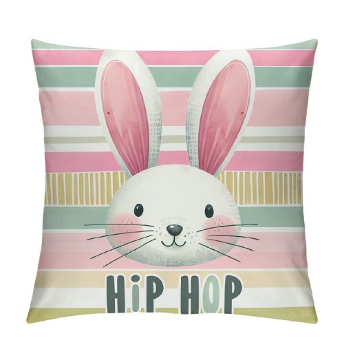 Ulloord pillow Covers, Rabbits Bunny Hello Peeps Eggs Truck Striped Farmhouse Decorative Throw pillowcases for Home Sofa Couch Decoration