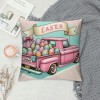 Ulloord pillow Covers, Rabbits Bunny Hello Peeps Eggs Truck Striped Farmhouse Decorative Throw pillowcases for Home Sofa Couch Decoration