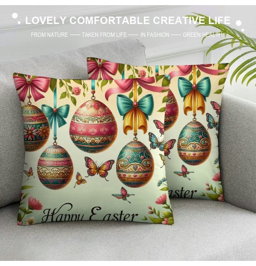 Ulloord Easter pillow Covers Eggs Throw pillows Decorative Spring Home Decor for Sofa