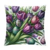 Ulloord Purple Tulips Rabbit Easter pillow Covers Buuny Eggs Easter Decorations Flowers Spring Farmhouse Throw Cushion Case for Home Sofa Couch