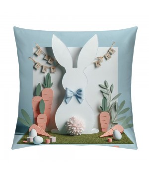 Ulloord Easter pillow Covers, Decorative Easter Bunny Eggs pillow Covers Spring Decorations for Living Room Sofa Couch Bed Patio Indoor Outdoor Happy Easter Home Decor