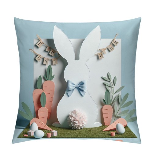 Ulloord Easter pillow Covers, Decorative Easter Bunny Eggs pillow Covers Spring Decorations for Living Room Sofa Couch Bed Patio Indoor Outdoor Happy Easter Home Decor