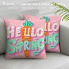 Ulloord pillow Covers, Bunny Trail Striped Truck Farmhouse Decorative Throw pillowcases for Home Sofa Couch Decoration (Pink)