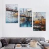 Brooklyn Bridge Wall Art New York Canvas Abstract Cityscape Painting, NYC Skyline Textured Picture Modern Colorful Artwork Framed for Living Room Bedroom Bathroom Office Home Decor 