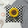 PHYHOO Summer decoration Square pillowcase Sunflower decoration farmhouse hug pillowcase Buffalo plaid short plush pillowcase home decor