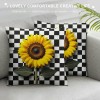 PHYHOO Summer decoration Square pillowcase Sunflower decoration farmhouse hug pillowcase Buffalo plaid short plush pillowcase home decor