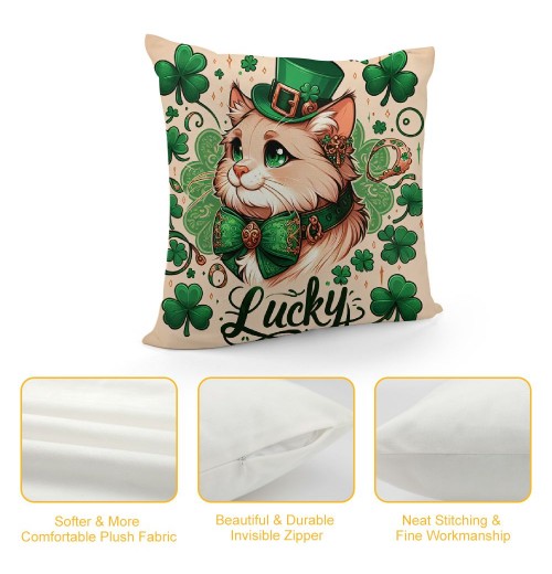 PHYHOO St Patricks Day pillow Cover Cat Decor Farmhouse Holiday Spring pillow Case Decorations for Home Sofa Bedroom