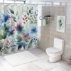 Shangniulu Spring Shower Curtain for Bathroom, Watercolor Green Leaves Plant Shower Curtain Set with Hooks, Washable Durable Polyester Fabric