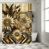 Shangniulu Shower Curtain, Flowers Zigzags with Mid Century Modern Boho Influences,  Fabric Bathroom Decor Set with 