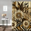 Shangniulu Shower Curtain, Flowers Zigzags with Mid Century Modern Boho Influences,  Fabric Bathroom Decor Set with 