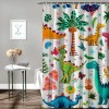 Shangniulu Cartoon Dinosaur Shower Curtain Colorful Animals Plants for Boys Girls Polyester Fabric Waterproof Shower Curtain Sets Machine Washable Decor Bath Curtain