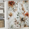 Shangniulu Orange Eucalyptus Shower Curtain, Fall Watercolor Plant Leaves with Bathroom Shower Curtain Set with Hooks