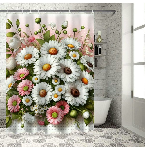 Shangniulu Shower Curtain, Blushing on Minimal Backdrop,  Fabric Bathroom Decor Set with Hooks