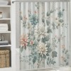 Shangniulu Pink Shower Curtain, Modern Farmhouse Themed Tender Flowering Scene on Rustic Backdrop Realist Look,  Fabric Bathroom Decor Set with Hooks