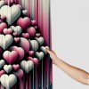 Shangniulu Pink Shower Curtain, Futurist Love Concept Grunge Design Hearts with Faded Effect Lines Print Graffiti,  Fabric Bathroom Decor Set with Hooks