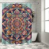 Shangniulu Pink Shower Curtain, Bohemian Mandala Composition Retrospective Circles and Lines Mid Century Modern,  Fabric Bathroom Decor Set with Hooks, 69" W x 70" L, Dried Rose Peach