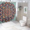 Shangniulu Pink Shower Curtain, Bohemian Mandala Composition Retrospective Circles and Lines Mid Century Modern,  Fabric Bathroom Decor Set with Hooks, 69" W x 70" L, Dried Rose Peach