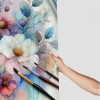 Shangniulu Watercolor Flower Shower Curtain, Summer Flowers in Retro Style Painting Effect Nature is Art,  Fabric Bathroom Decor Set with Hooks