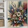 Shangniulu Floral Eucalyptus Shower Curtain, Wild Flower Bouquet Expressive Rustic Seasonal Botanic Artwork,  Fabric Bathroom Decor Set with Hooks