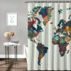 Shangniulu Earth Shower Curtain, Detailed World Map with All Countries Major Capital Cities Universe Continents,  Fabric Bathroom Decor Set with Hooks