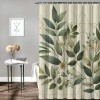 Shangniulu Eucalyptus Leaves Shower Curtain, Modern Minimal Polygonal Shapes Autumn Blooms with Leaf Art,  Fabric Bathroom Decor Set with Hooks