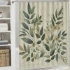 Shangniulu Eucalyptus Leaves Shower Curtain, Modern Minimal Polygonal Shapes Autumn Blooms with Leaf Art,  Fabric Bathroom Decor Set with Hooks