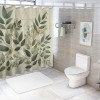 Shangniulu Eucalyptus Leaves Shower Curtain, Modern Minimal Polygonal Shapes Autumn Blooms with Leaf Art,  Fabric Bathroom Decor Set with Hooks